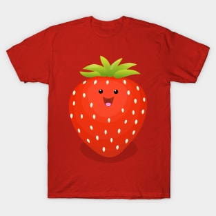 Cute kawaii strawberry cartoon character illustration T-Shirt